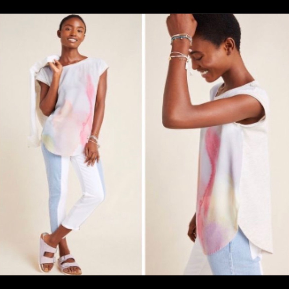 Anthropologie watercolor Tuscany Boatneck Tunic. New without tags.
